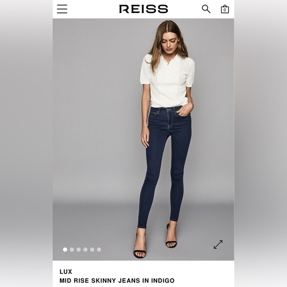 REISS Lux Mid Rise Skinny Jeans Indigo Blue 28 Regular Excellent $158 - Picture 1 of 9